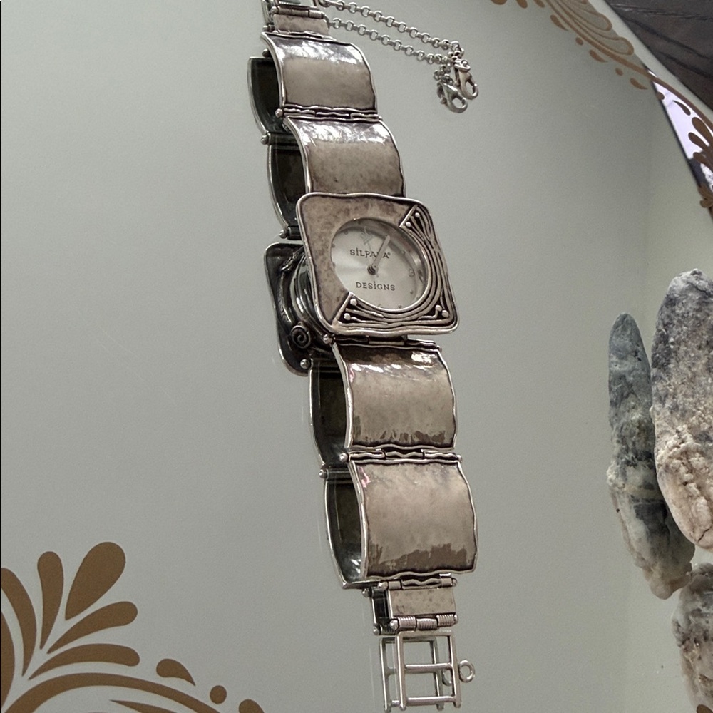 Silpada Hammered 925 Silver Watch .. New Condition Discontinued